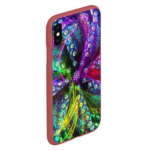 Чехол iPhone XS Max матовый Абстракция с разноцветными шариками / 3D-Красный – фото 2