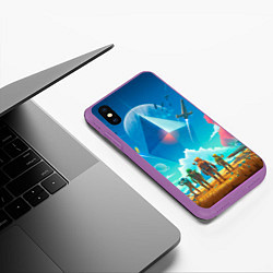 Чехол iPhone XS Max матовый No Mans Sky, цвет: 3D-фиолетовый — фото 2