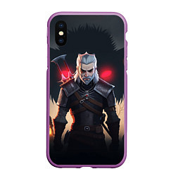 Чехол iPhone XS Max матовый The Witcher and wolf, цвет: 3D-фиолетовый