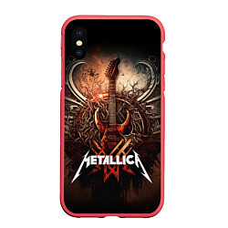 Чехол iPhone XS Max матовый Metallica гитара и логотип, цвет: 3D-красный