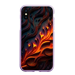 Чехол iPhone XS Max матовый Огненный орнамент с языками пламени, цвет: 3D-сиреневый
