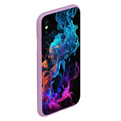 Чехол iPhone XS Max матовый Неоновый цветной дым на черном фоне, цвет: 3D-сиреневый — фото 2