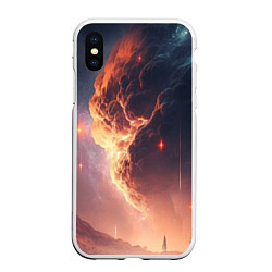 Чехол iPhone XS Max матовый Галактика над живописным пейзажем