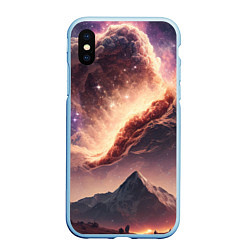 Чехол iPhone XS Max матовый Космос и звезды в небе над горами, цвет: 3D-голубой