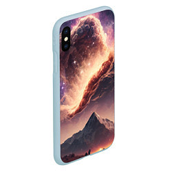 Чехол iPhone XS Max матовый Космос и звезды в небе над горами, цвет: 3D-голубой — фото 2