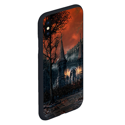 Чехол iPhone XS Max матовый Bloodborne пейзаж / 3D-Черный – фото 2