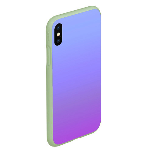 Чехол iPhone XS Max матовый Фиолетовый градиент / 3D-Салатовый – фото 2