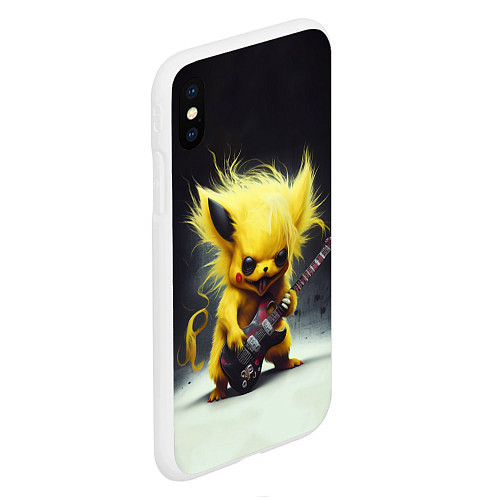 Чехол iPhone XS Max матовый Rocker Pikachu / 3D-Белый – фото 2