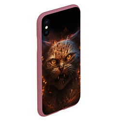 Чехол iPhone XS Max матовый Огненный кот, цвет: 3D-малиновый — фото 2