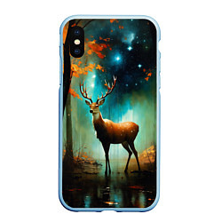 Чехол iPhone XS Max матовый Лесной олень, цвет: 3D-голубой