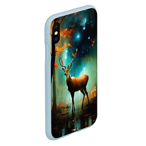 Чехол iPhone XS Max матовый Лесной олень / 3D-Голубой – фото 2