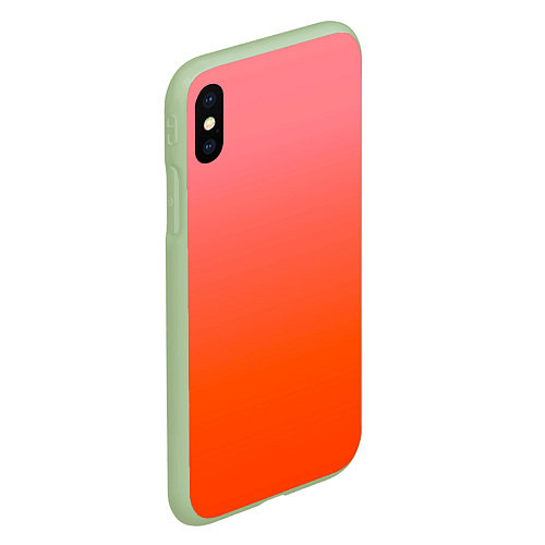 Чехол iPhone XS Max матовый Оранжево-розовый градиент / 3D-Салатовый – фото 2