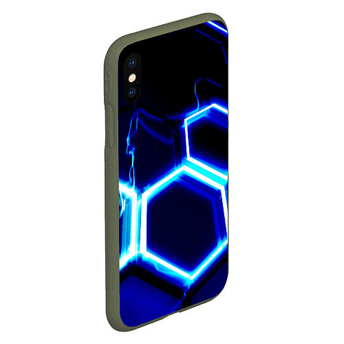Чехол iPhone XS Max матовый Neon abstraction plates storm / 3D-Темно-зеленый – фото 2