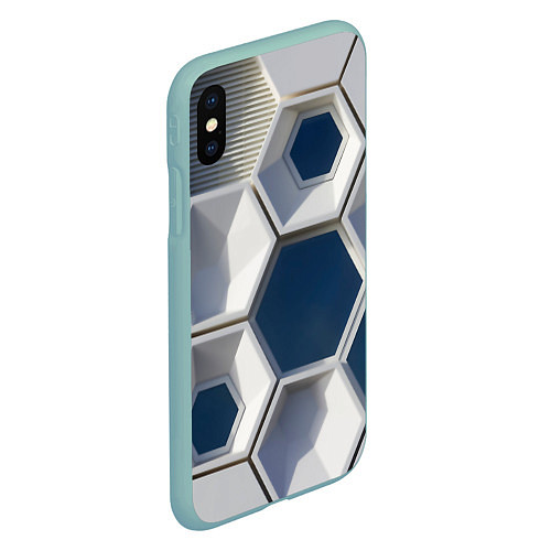 Чехол iPhone XS Max матовый Кубический мир / 3D-Мятный – фото 2