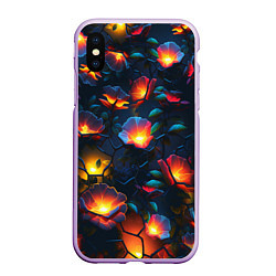 Чехол iPhone XS Max матовый Светящиеся цветы