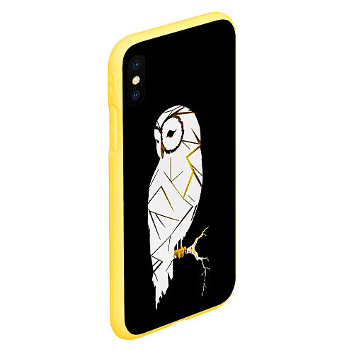Чехол iPhone XS Max матовый Сова из золотой потали на черном фоне / 3D-Желтый – фото 2