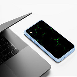 Чехол iPhone XS Max матовый Соты бронированный стиль, цвет: 3D-голубой — фото 2