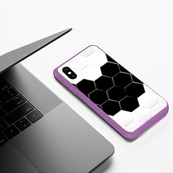 Чехол iPhone XS Max матовый Абстракция текстура соты, цвет: 3D-фиолетовый — фото 2