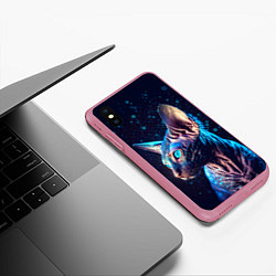 Чехол iPhone XS Max матовый Кот сфинкс и искорки, цвет: 3D-малиновый — фото 2