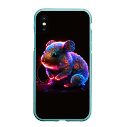 Чехол iPhone XS Max матовый Неоновый хомячок, цвет: 3D-мятный