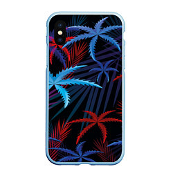 Чехол iPhone XS Max матовый Листья пальмы, цвет: 3D-голубой