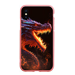 Чехол iPhone XS Max матовый Огненный дракон, цвет: 3D-баблгам