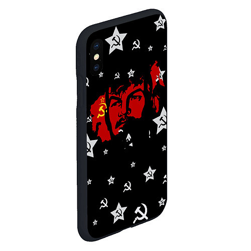 Чехол iPhone XS Max матовый Ленин на фоне звезд / 3D-Черный – фото 2