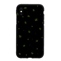 Чехол iPhone XS Max матовый Четырехлистный клевер на черном фоне, цвет: 3D-черный