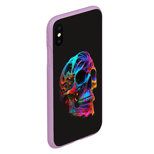 Чехол iPhone XS Max матовый Неоновый череп / 3D-Сиреневый – фото 2