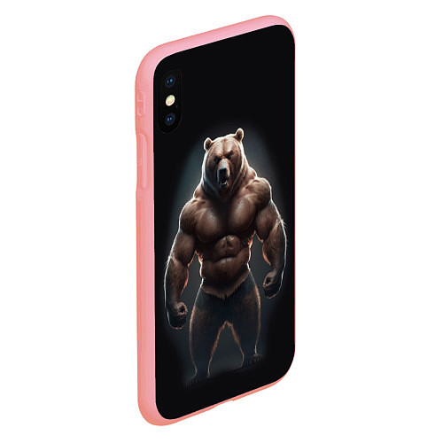 Чехол iPhone XS Max матовый Сильный медведь спортсмен / 3D-Баблгам – фото 2