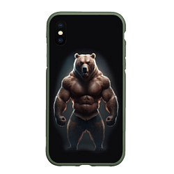 Чехол iPhone XS Max матовый Сильный медведь спортсмен