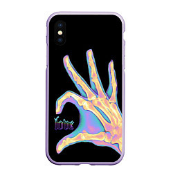 Чехол iPhone XS Max матовый Сердечко правой рукой - неоновый рентген