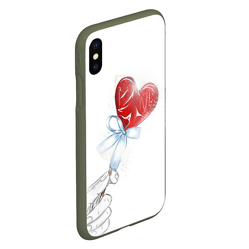 Чехол iPhone XS Max матовый Леденец сердечко / 3D-Темно-зеленый – фото 2