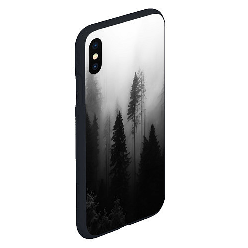 Чехол iPhone XS Max матовый Красивый лес и туман / 3D-Черный – фото 2