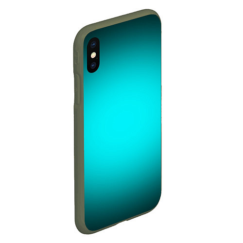 Чехол iPhone XS Max матовый Неоновый синий градиент / 3D-Темно-зеленый – фото 2