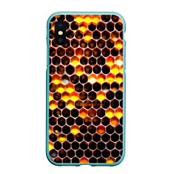 Чехол iPhone XS Max матовый Медовые пчелиные соты