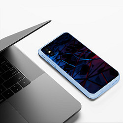 Чехол iPhone XS Max матовый Абстрактные грани, цвет: 3D-голубой — фото 2