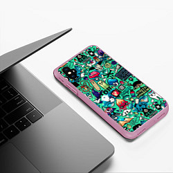 Чехол iPhone XS Max матовый Комикс иллюстрированный, цвет: 3D-розовый — фото 2