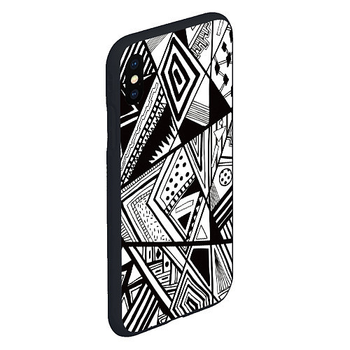 Чехол iPhone XS Max матовый Геометрический орнамент / 3D-Черный – фото 2