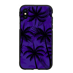 Чехол iPhone XS Max матовый Пальмы в ночи, цвет: 3D-черный