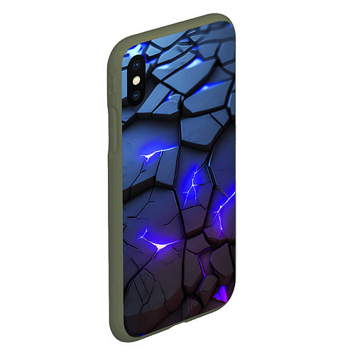 Чехол iPhone XS Max матовый Светящаяся синяя лава / 3D-Темно-зеленый – фото 2
