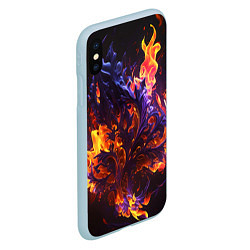 Чехол iPhone XS Max матовый Текстура огня, цвет: 3D-голубой — фото 2