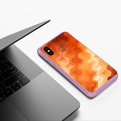 Чехол iPhone XS Max матовый Золотисто-оранжевый туманный паттерн, цвет: 3D-сиреневый — фото 2