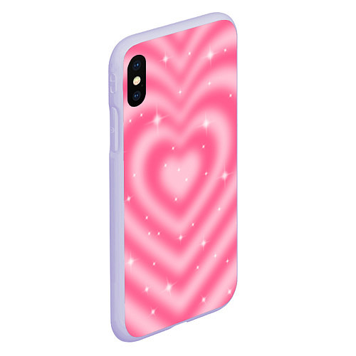Чехол iPhone XS Max матовый Pink y2k hearts / 3D-Светло-сиреневый – фото 2