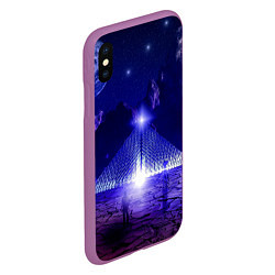 Чехол iPhone XS Max матовый Синяя магическая пирамида, горы и космос, цвет: 3D-фиолетовый — фото 2