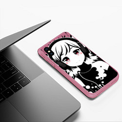 Чехол iPhone XS Max матовый Cute anime cupid angel girl wearing headphones, цвет: 3D-малиновый — фото 2