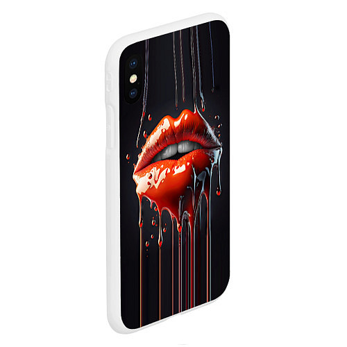 Чехол iPhone XS Max матовый Сладкие красные губы / 3D-Белый – фото 2