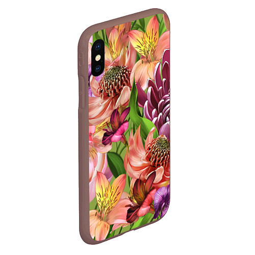 Чехол iPhone XS Max матовый Райские цветы / 3D-Коричневый – фото 2