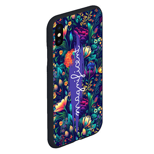 Чехол iPhone XS Max матовый Magnificent Великолепная цветы / 3D-Черный – фото 2