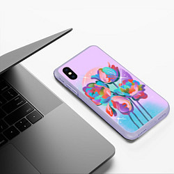 Чехол iPhone XS Max матовый Цветы и звезды, цвет: 3D-светло-сиреневый — фото 2